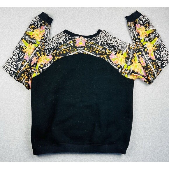 MINKPINK Womens M Black Crewneck Pullover Printed Sleeve Sweatshirt Trendy Top - Picture 4 of 15